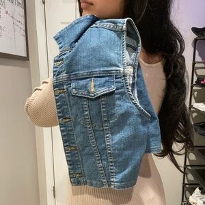 Cropped jean jacket vest